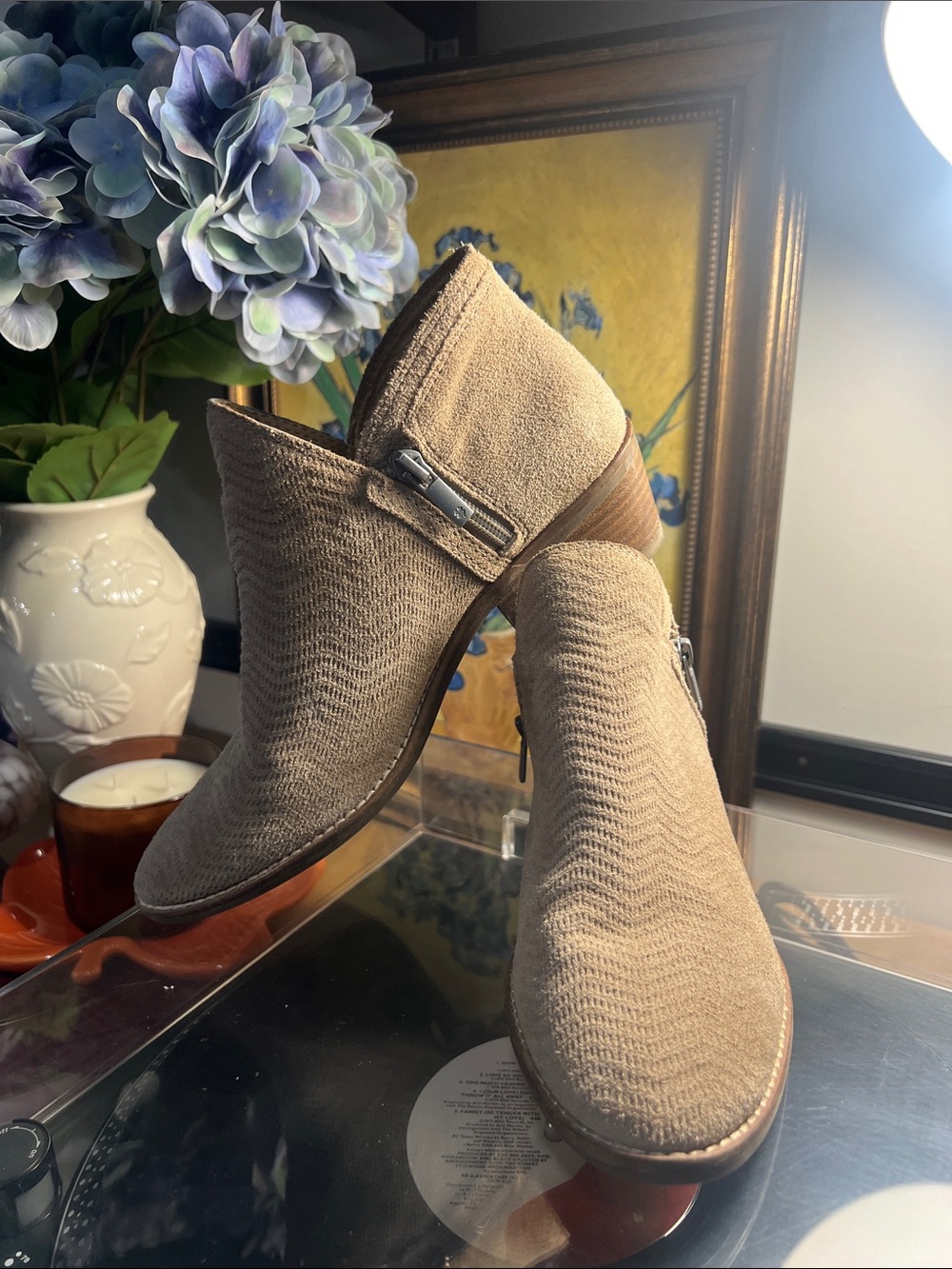 LUCKY BRAND Taupe Suede Ankle Booties
